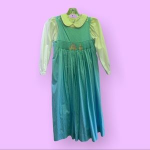 SILLY GOOSE NWOT Smocked Cinderella Carriage Jumper Dress w/Blouse - Size 10